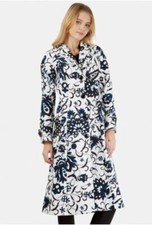 Closet White & Teal Print Button Pocket Wool Coat Uk 16 Sa7 Ee 03