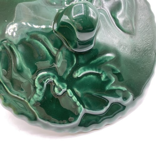Vintage Formans of CA Pottery Covered Dish Speckled Green Ceramic 6.75" Round - Picture 5 of 12