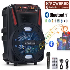 Protable Bluetooth Speaker 8" Woofer Wireless Party LoudSpeaker USB Rechargeable