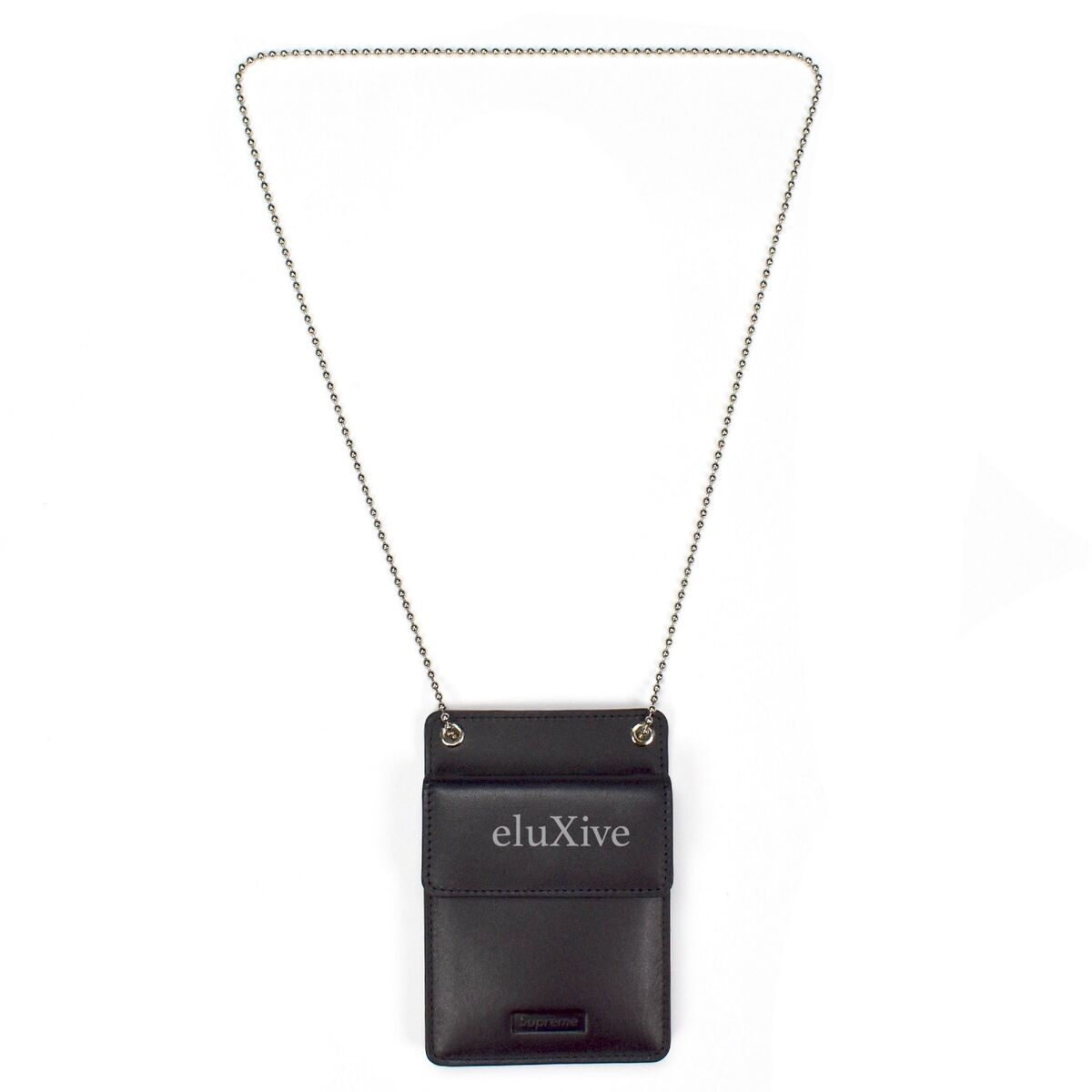 NWT Supreme Black Leather ID Holder Neck Chain Box Logo NWT Supreme Black Leather ID Holder Neck Chain Box Logo