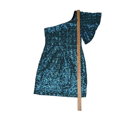 As You Wish Mini New Sequined Party Dress Blue And Green - Picture 7 of 8