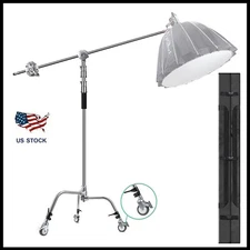 Heavy Duty Light Reflector C Stand with Boom Arm Castor Wheels for Aputure Godox