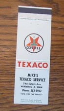 MIKE'S TEXACO GAS STATION MATCHBOOK COVER: WINNIPEG, MANITOBA MATCHCOVER -B24