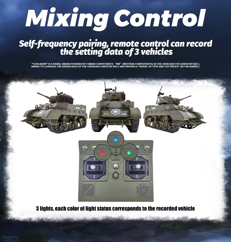 HIGH-QUALITY COOLBANK G2080 RC TANK 1/16 2.4G U.S. M5A1 STUART