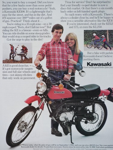 1980 Kawasaki KE 125 Vintage Original Print Ad 8.5 x 11" - Picture 5 of 6