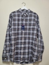 Izod Mens Stratton Flannel Alloy Long Sleeve Button Down Shirt Large NWT