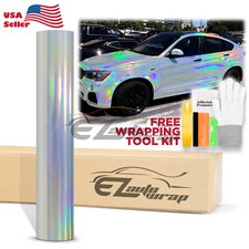 Holographic Silver Rainbow Neo Chrome Car Vinyl Wrap Bubble Free Sticker Film