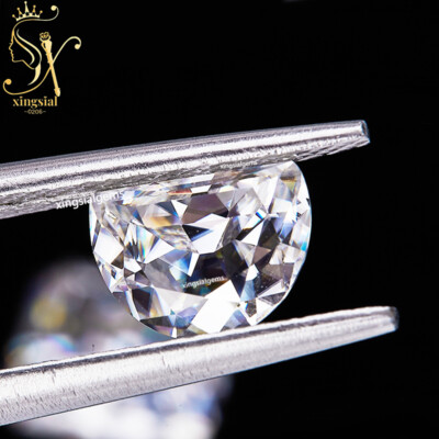 2Pcs White D Color Half Moon Cut Moissanite Loose Stone VVS For Jewelry Gemstone