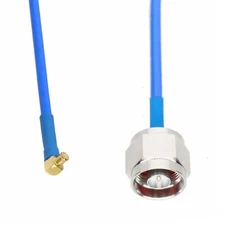 RF cable N male to MCX plug elbow RG402 .141" Flexible Semi-Rigid Jacket 4~40"
