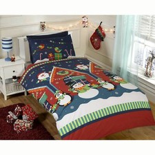 SANTA'S GROTTO TODDLER JUNIOR DUVET COVER SET CHRISTMAS BEDDING