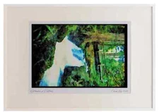Waterfalls 027011 Footbridge Over Cascading Stream A2 Picture Frame Watercolour