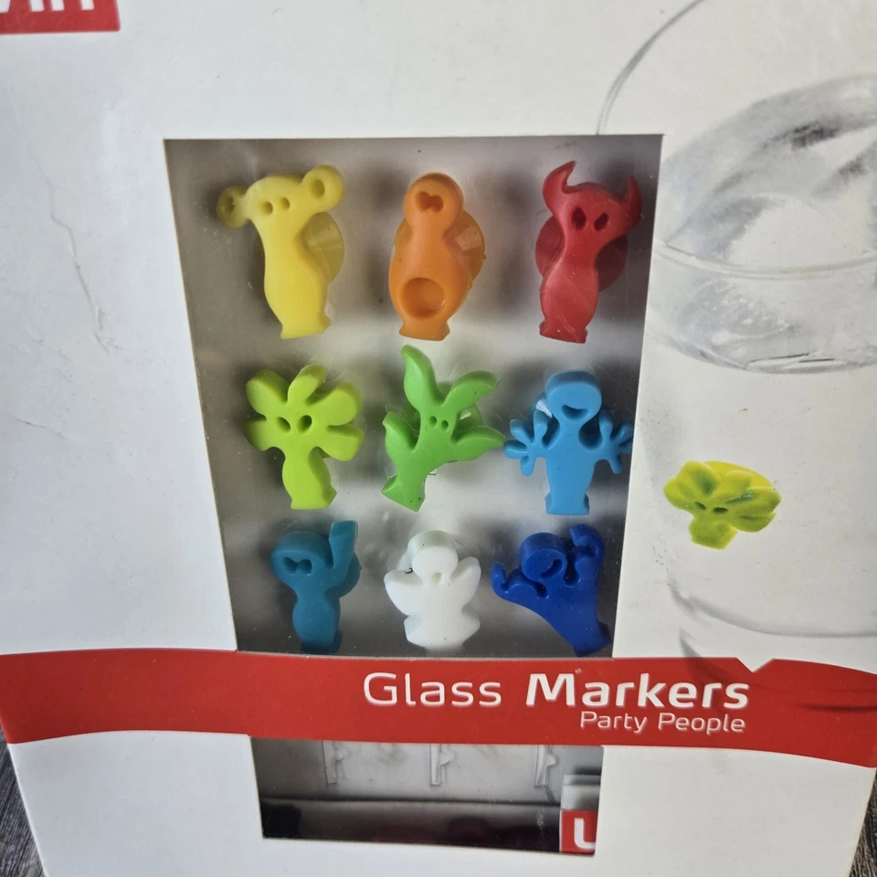 Marcadores de vidrio Vacu Vin - Party People - Paquete de 12 - Nuevos en caja Foto 4 de 4
