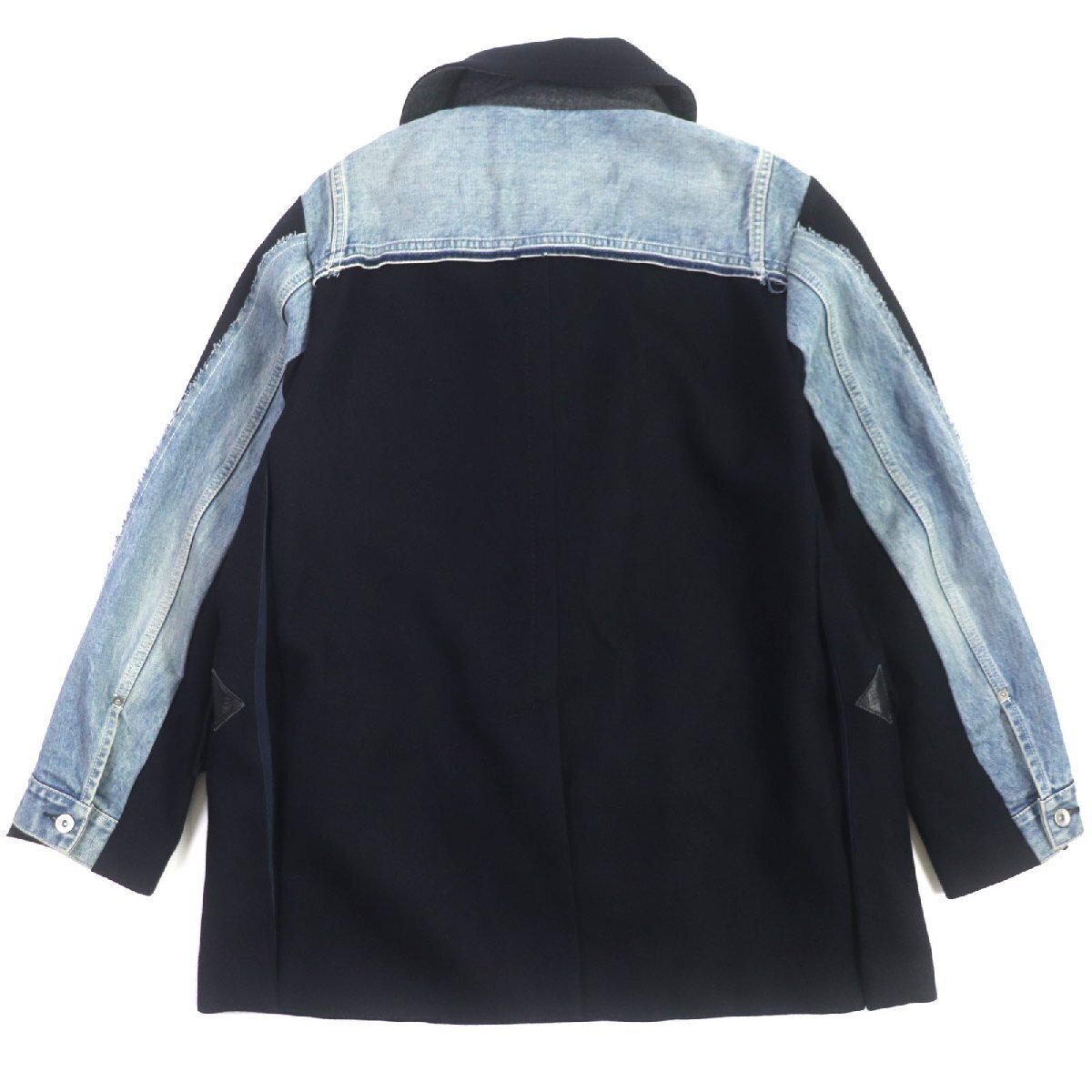 Used Sacai 20-02378M Wool Melton Denim Coat Docking Denim Used Sacai 20-02378M Wool Melton Denim Coat Docking Denim