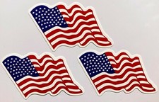Waving American Flag Stickers Lot of 3 Vend Decals Patriotic USA Stars Stripes