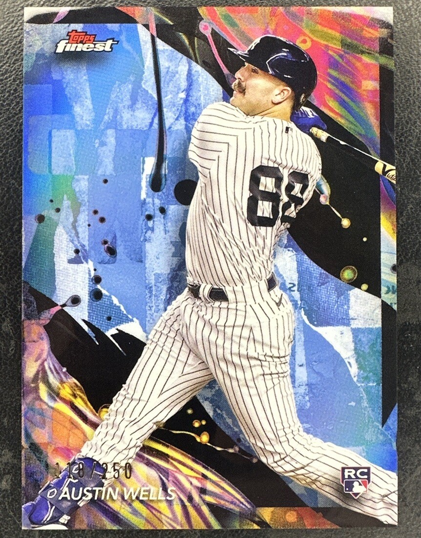 2024 Topps Finest 116 Austin Wells Uncommon Sky Blue Refractor RC /250 - Yankees