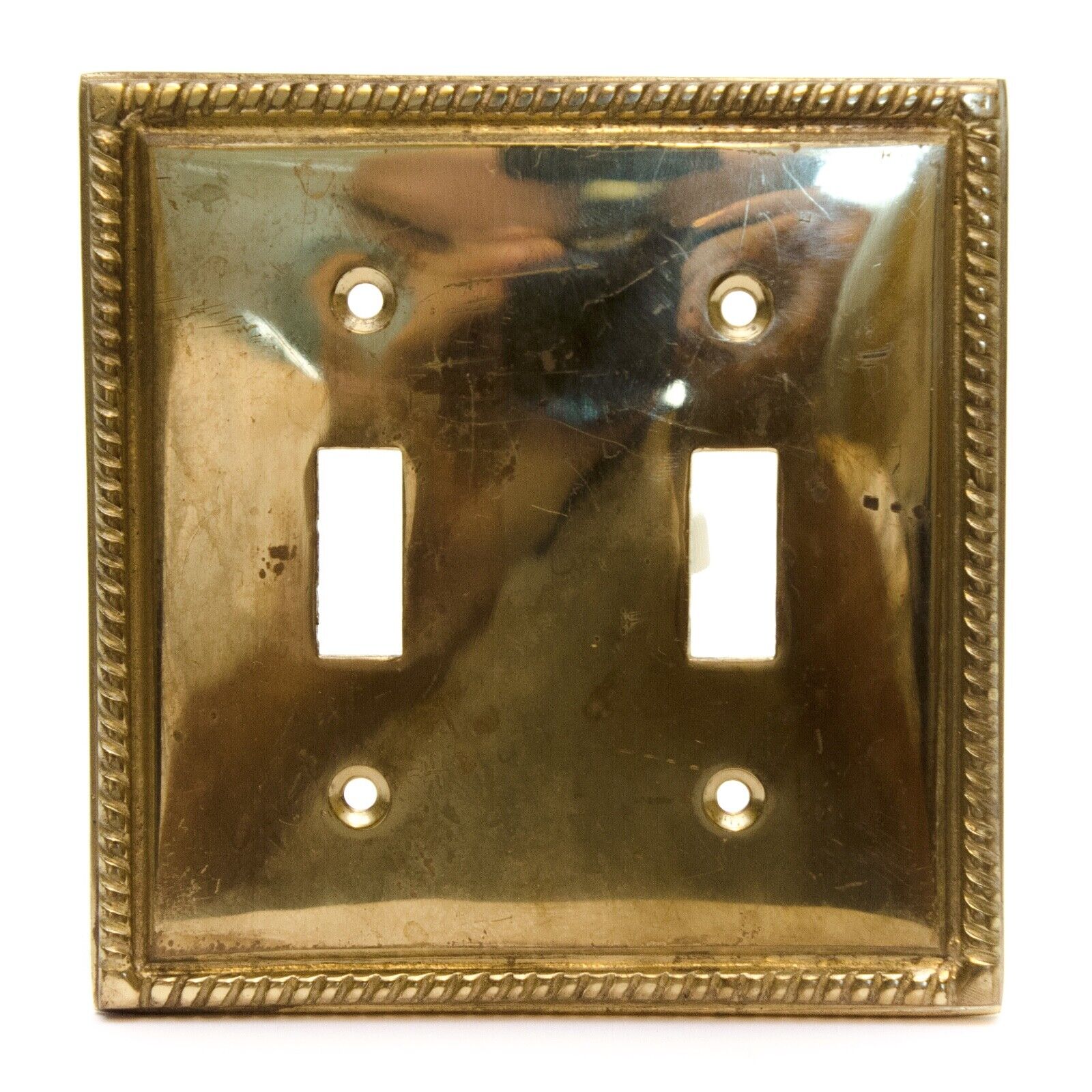 Double Switch Year-end gift Wall Plate Cover Max 72% OFF Metal Vintage Brass Ornate Solid