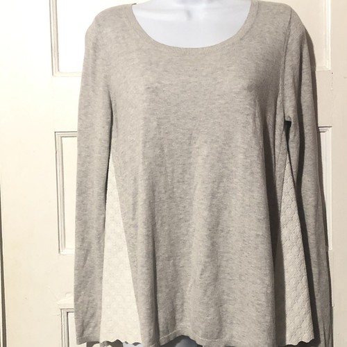 Rebecca Taylor Lace Trim Gray Ribbed 