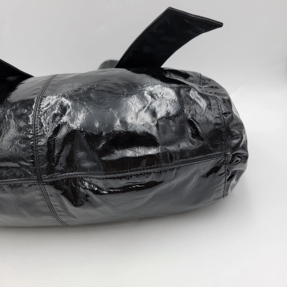 KOOBA Black Patent Leather Cinch Bow Elisha Hobo Tote Shoulder Bag Purse - Image 4 of 4