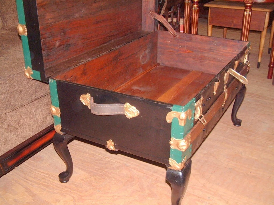 Baúl vintage, mesa de centro, cofre de almacenamiento estilo chic 36 X 24 X 22 Foto 3 de 4