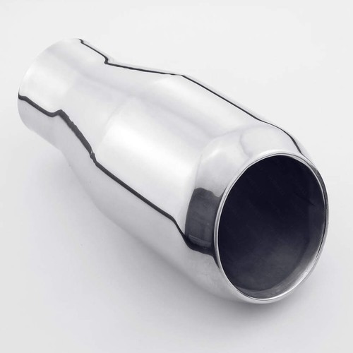 Polished Dual Wall Exhaust Tailpipe Tip 2.25 In 3.5 Out Round Stainless Steel