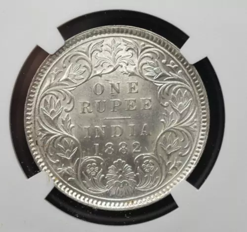 British India 1882C Rupee NGC MS 62 - Key Date - Very Scarce