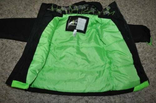 Boys Jacket 4 in 1 Winter Athletech Black Green Hooded Snow Board Ski Coat- 4/5 - Picture 6 of 12