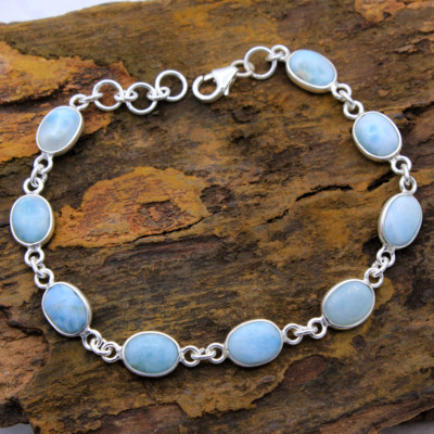 Dominican Republic Larimar Solid 925 Sterling Silver Statement