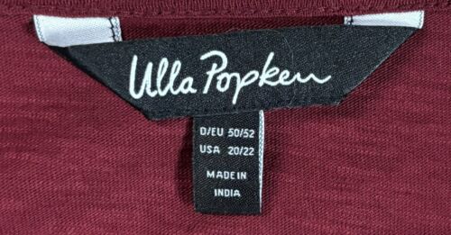 Ulla Popken Tunic Size 20/22 Crushed Velvet Burgundy Beaded Long Lagenlook Boxy - Picture 5 of 9