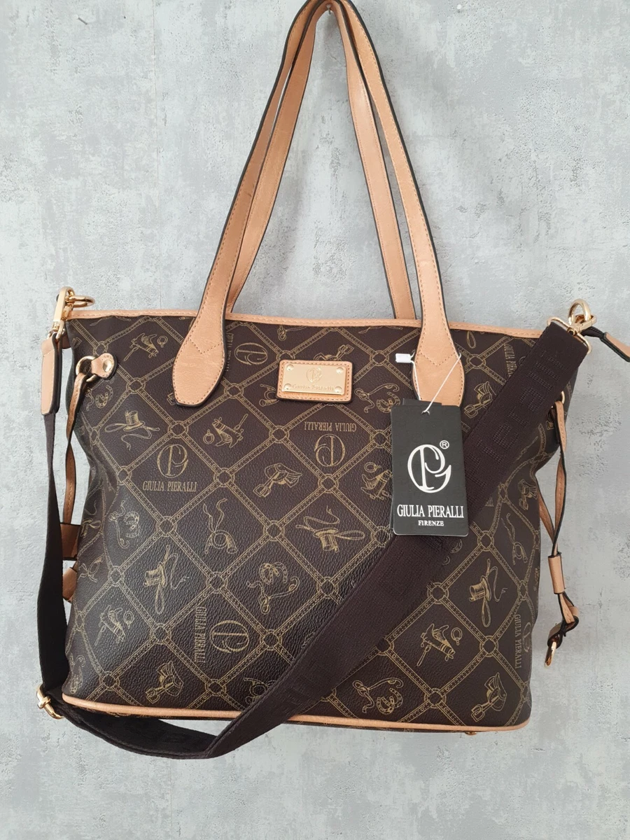 Borsa a mano lusso Giulia Pieralli donna borsa a tracolla shopper marrone beige