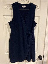Madewell Texture & Thread Navy Women’s Crosshatch Side-Tie Dress Size Large