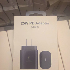 25W PD Fast Charge USB-C Wall Charger Adapter, 1-Port, 6ft Cable, Black