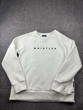 Apres Actif Womens S White Whistler Crewneck Fleece Pullover Ski Sweatshirt SEE