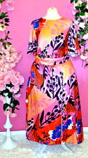 WOMEN PLUS SIZE SILKY FLORAL HALF SLEEVE MIDI DRESS ( SIZE UK22 )