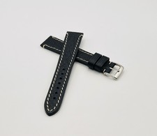 Uhrenarmband 22/18 mm Schwarz Leder KAUFMANN „Saddle Vintage Stitched“ XL