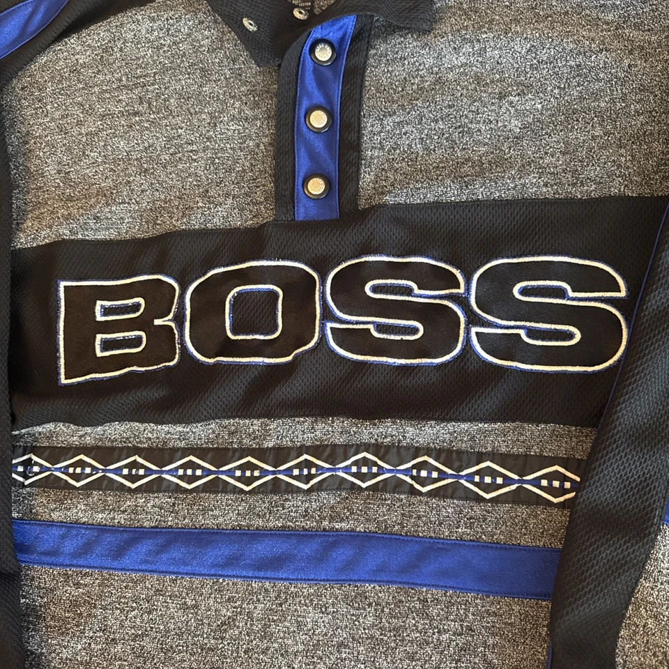 VTG Y2K BOSS by IG Design Knit Baggy Sweatshirt Pullover XL Embroidered Nice! - Image 2 of 4