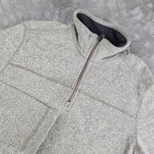 G H Bass Co Sweater Mens Latge Beige 1/4 Zip Mock Neck Long Sleeve Pullover