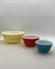 Vintage Pyrex Primary Colors Mixing Bowl Lot 3pc 404 402 401 Yellow Red Blue