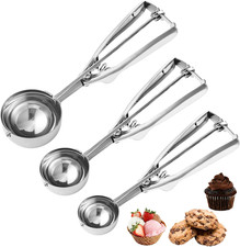 Cookie Scoop,Set of 3 Cookie Dough Scoops for Baking 1 Tbsp,2 Tbsp,3 Tbsp,Stainl
