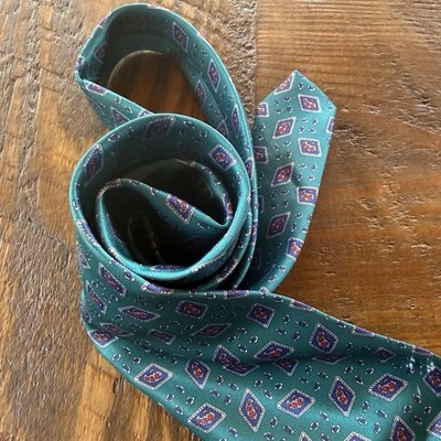 Robert Alan Men s Tie USA Designer Teal Green Pattern Classic Length