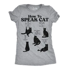 Womens Funny T Shirts How to Speak Cat Sarcastic Kitten Joke Novelty Tee for