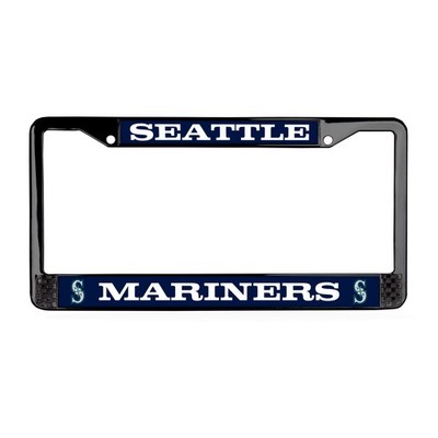 Seattle Mariners MLB 3D Polyurethane 2-Hole Black Metal License Plate Frame