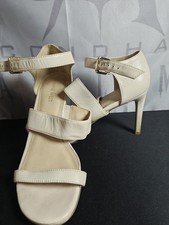 Nine West Women's 7.5 Cream Strappy High Heel Sandals Ankle Strap Dress Shoes