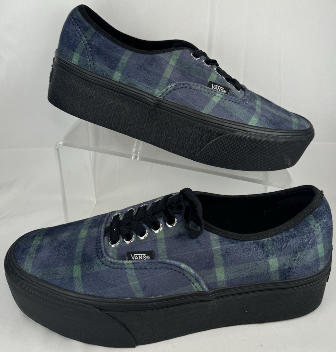 VANS Authentic Stackform Velvet Plaid Platform Lo… - image 8