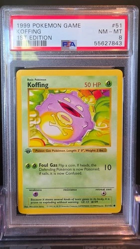 Koffing 51/102 - Pokemon Base Set Shadowless 1st Edition - PSA 8