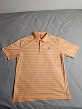 Peter Millar Summer Comfort Polo Shirt Mens Size XL Orange Blue Striped Golf NEW