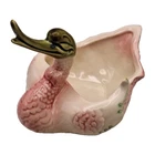 Vintage Hull Pottery Swan Planter Vase Pink and Green Smiling 7 x 6 x 6"