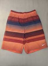 Nike Boys Bathing Suit Size Small Orange Red Blue Striped