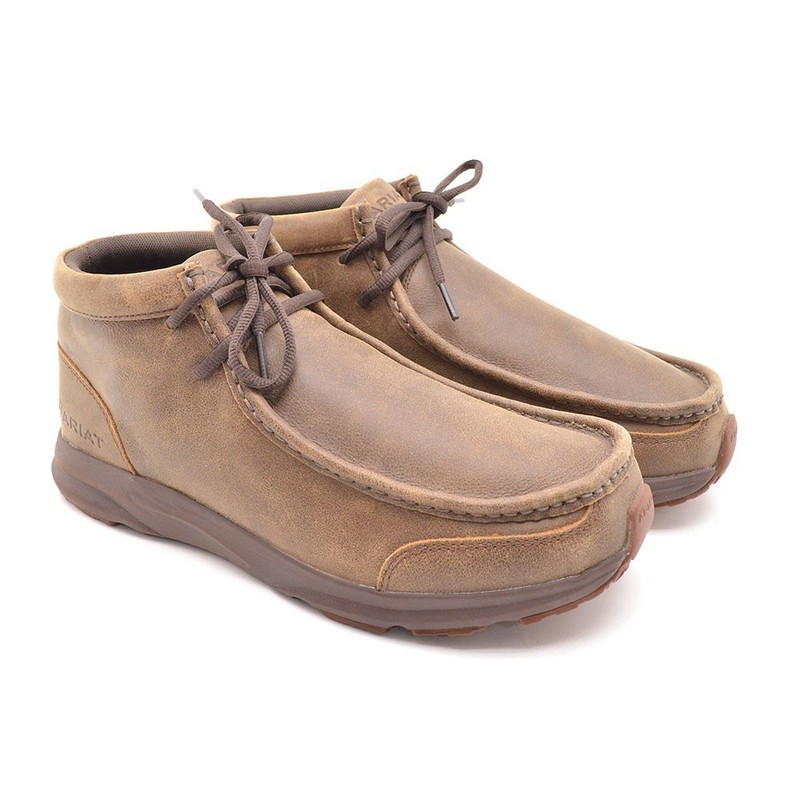 Men Ariat Spitfire Moc Toe Chukka Boots 9.5 EE Brown Leather Lace Up Shoes New