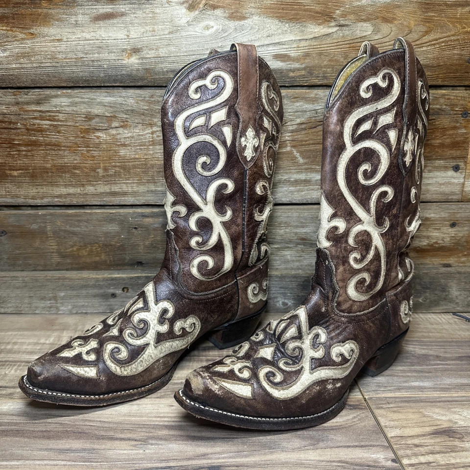 Tony Lama Earth Santa Fe VF3024 Mujer Punta Corta Botas Vaqueras Occidentales EE. UU. 8.5B Foto 2 de 4