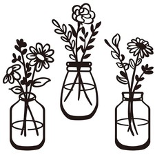 3 PCS Black Metal Flower Wall Art, Minimalist Sculptures for Living Room Decor